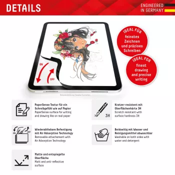 Displex TABLET PAPERSENSE iPad Pro 13'' (2024)/Air 13'' (2025/2024), noņemama rakstīšanas vai zīmēšanas plēve ar papīra sajūtu