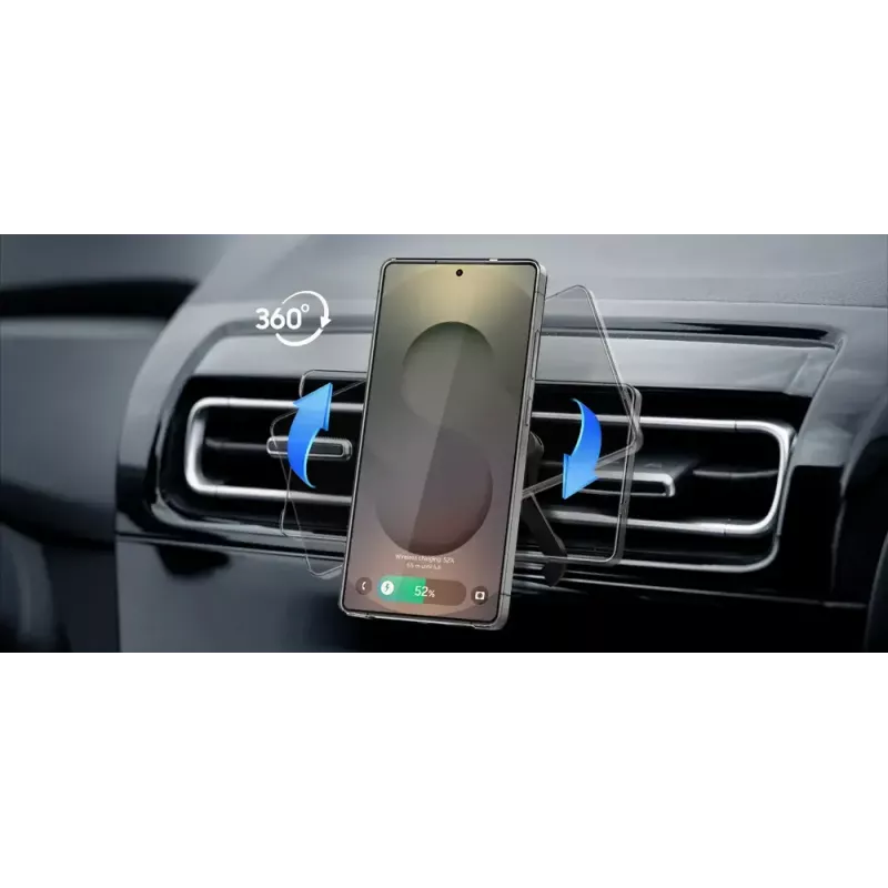 Auto magnētiskais bezvadu lādētājs Samsung Qi2 GP-PWU025WIBBW — viedtālruņiem (nepieciešams magnētiskais futrālis), melns