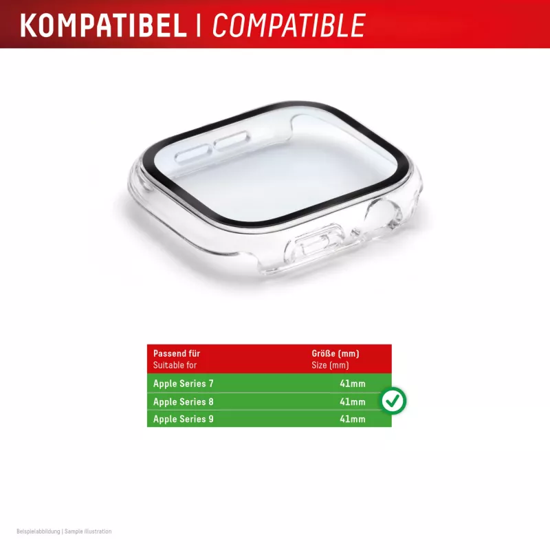 Displex 10H rūdīts stikls Apple Watch 9/8/7 (41 mm), pilna korpusa plēve, IP68, uzspiežama, caurspīdīga