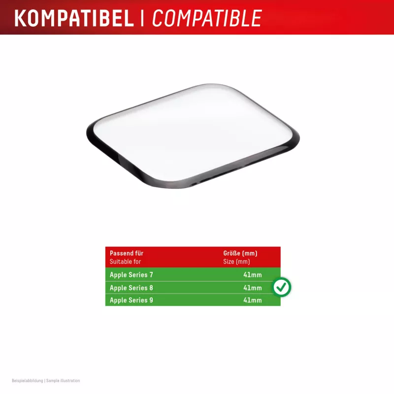 Displex Neplīstošs Pilns Pārklājums Viedais Stikls Apple Watch 9/8/7 (41mm), 2 gab., Īpaši Plāns, No Malas līdz Malai, Eco Mount