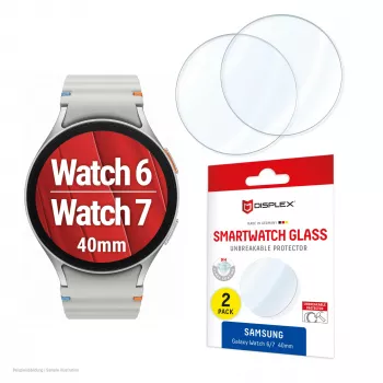 Displex 9H stikls Galaxy Watch 7/6 (40mm), 2 gab., īpaši plāns, bez apmalēm, pret traipiem, ražots Vācijā
