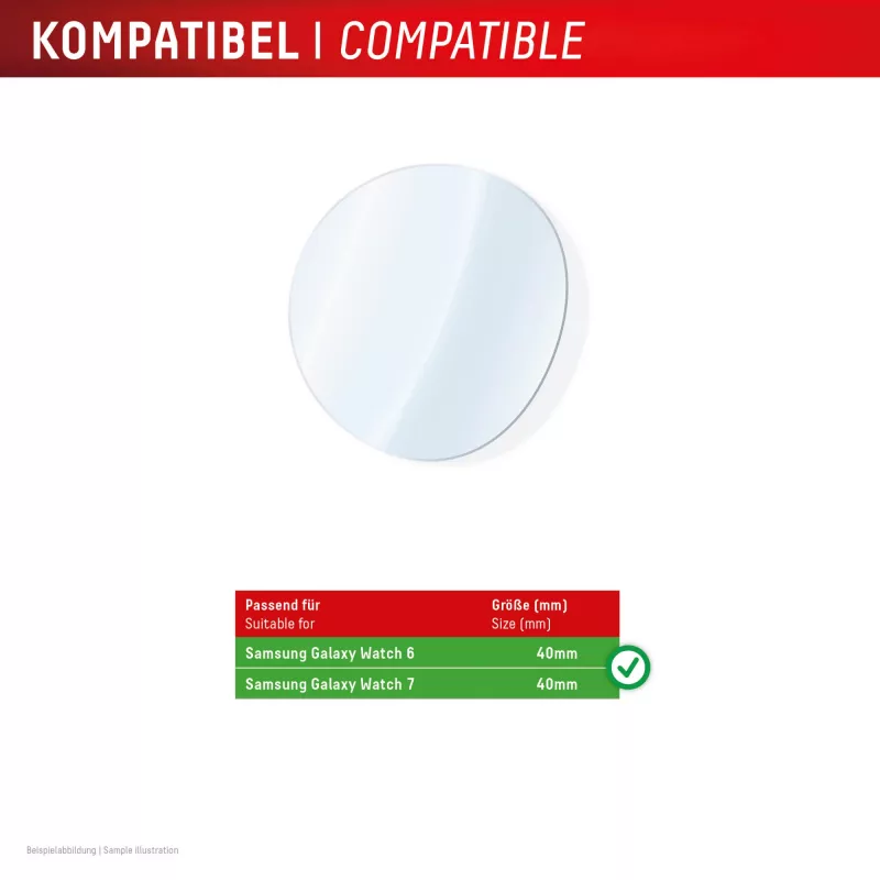 Displex 9H stikls Galaxy Watch 7/6 (40mm), 2 gab., īpaši plāns, bez apmalēm, pret traipiem, ražots Vācijā