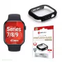 Displex 10H rūdītais stikls Apple Watch 9/8/7 (45mm), pilna korpusa aizsargapvalks, IP68, uzspiežams, melns matēts