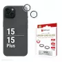 Displex Premium Camera Lens Glass, iPhone 15/15 Plus, 10H, Single Rings, DLC, caurspīdīgs, Quick Mount