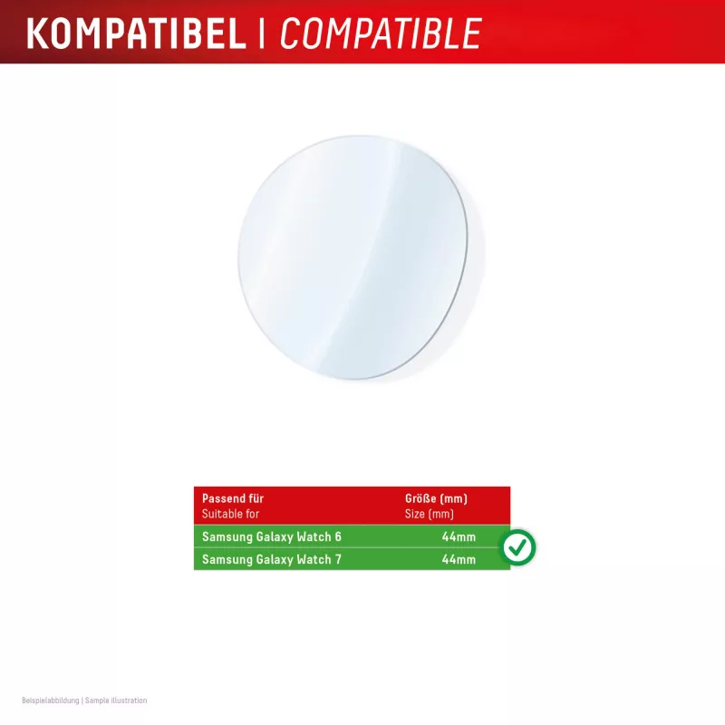 Displex 9H Glass Galaxy Watch 7/6 (44mm), 2-pack, īpaši plāns, bezmalas, pret traipiem, ražots Vācijā