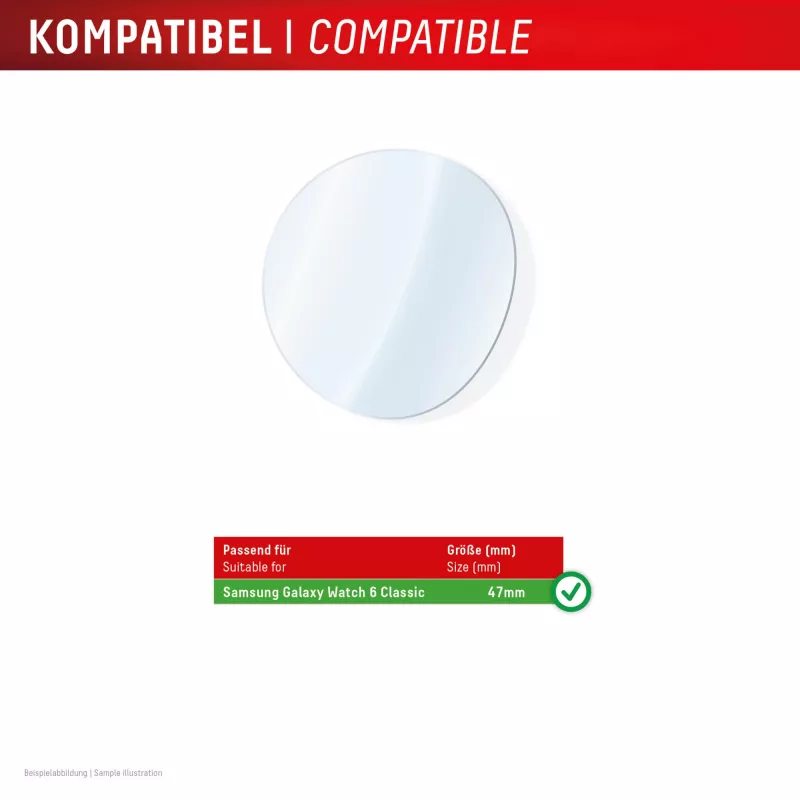 Displex 9H stikls Galaxy Watch 6 Classic (47mm), 2 gab., īpaši plāns, bez apmalēm, pret traipiem, ražots Vācijā