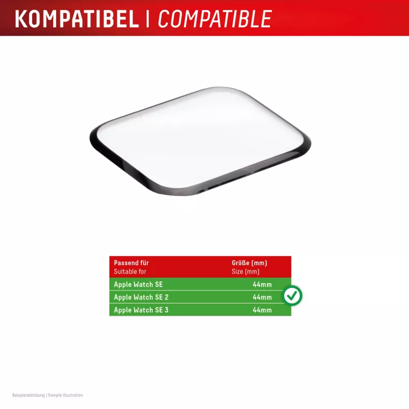 Displex Neplīstošs Pilns Pārklājums Viedā Stikla Apple Watch SE3/SE2/SE (44mm), 2 gab., Ultraplāns, No malas līdz malai, Eco Mount