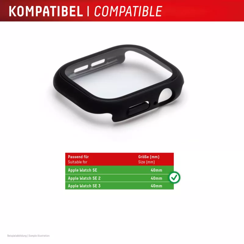 Ekrāna aizsargs PanzerGlass Displex 10H Apple Watch SE3/SE2/SE (40mm) — pilna korpusa, IP68, uzspiežams, melns matēts