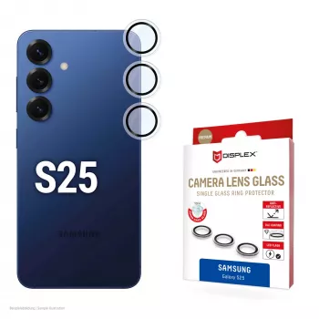 Displex Premium kameras lēcas stikls, Samsung Galaxy S25, 10H, atsevišķi gredzeni, DLC, caurspīdīgs, Quick Mount