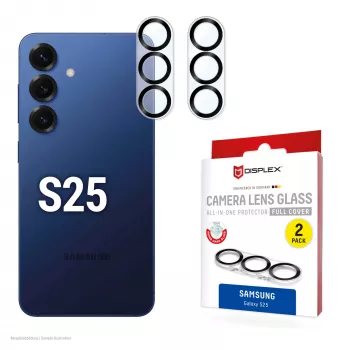 Displex Full Cover kameras lēcas stikls Samsung Galaxy S25, 10H, pilnīga kameras aizsardzība, ātra uzstādīšana, 2 gab.