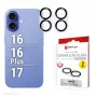 Displex Full Cover kameras objektīva stikls iPhone 16/16 Plus/17, 10H, pilns kameras aizsargs, ātra uzstādīšana, 2 gab.