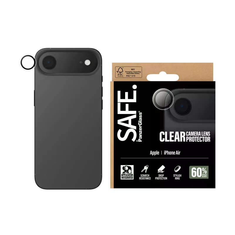 Kameras objektīva aizsargs PanzerGlass SAFE. iPhone 17 Air Izturīgs pret skrāpējumiem un triecieniem Caurspīdīgs