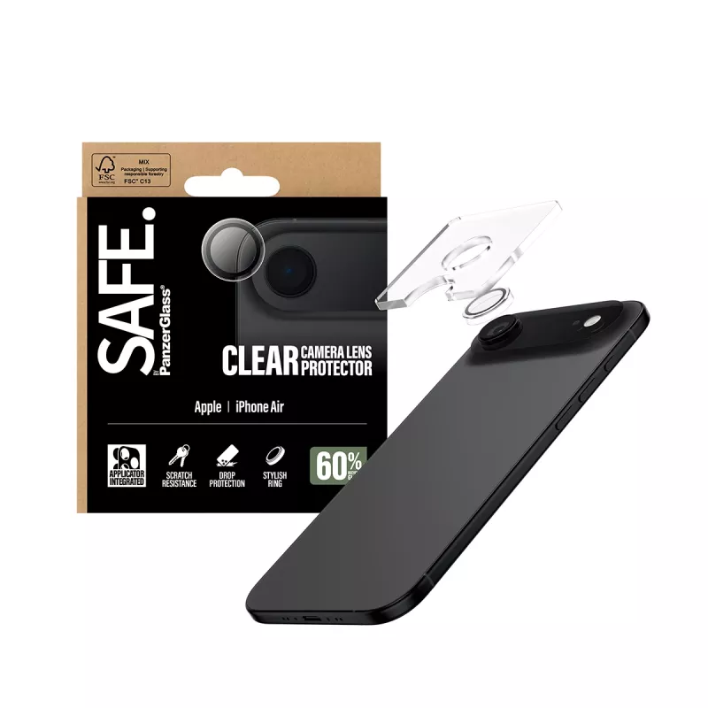 Kameras objektīva aizsargs PanzerGlass SAFE. iPhone 17 Air Izturīgs pret skrāpējumiem un triecieniem Caurspīdīgs