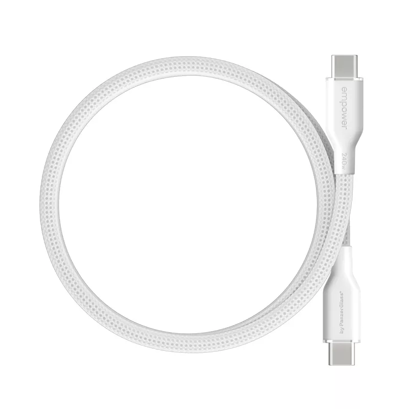 PanzerGlass empower™ by ® Magnetic 240W USB-C uz USB-C kabelis | USB 2.0 | 1,5 m | sudrabaini balts