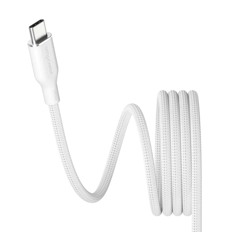 PanzerGlass empower™ by ® Magnetic 240W USB-C uz USB-C kabelis | USB 2.0 | 1,5 m | sudrabaini balts