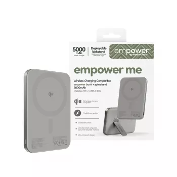 Ārējais akumulators PanzerGlass empower by empower Bank ar grozāmu statīvu 5000mAh Titāna krāsā