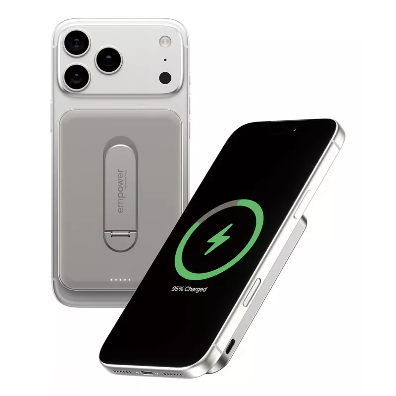 Ārējais akumulators PanzerGlass empower by empower Bank ar grozāmu statīvu 5000mAh Titāna krāsā