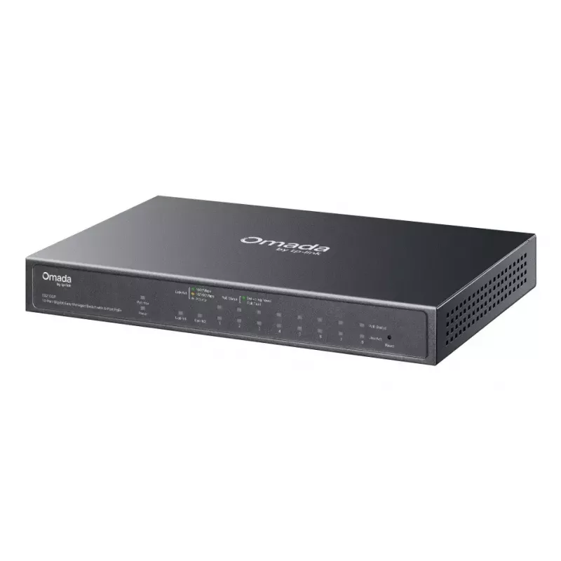 TP-Link Omada ES210GP tīkla komutators Pārvaldīts L2 Gigabit Ethernet (10/100/1000) Power over Ethernet (PoE) DIN sliede Melns