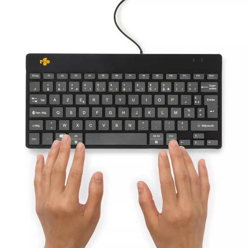 R-Go Tools ergonomiskā tastatūra R-Go Compact Break, kompakta tastatūra ar pārtraukuma programmatūru, AZERTY (FR), vadu, melna