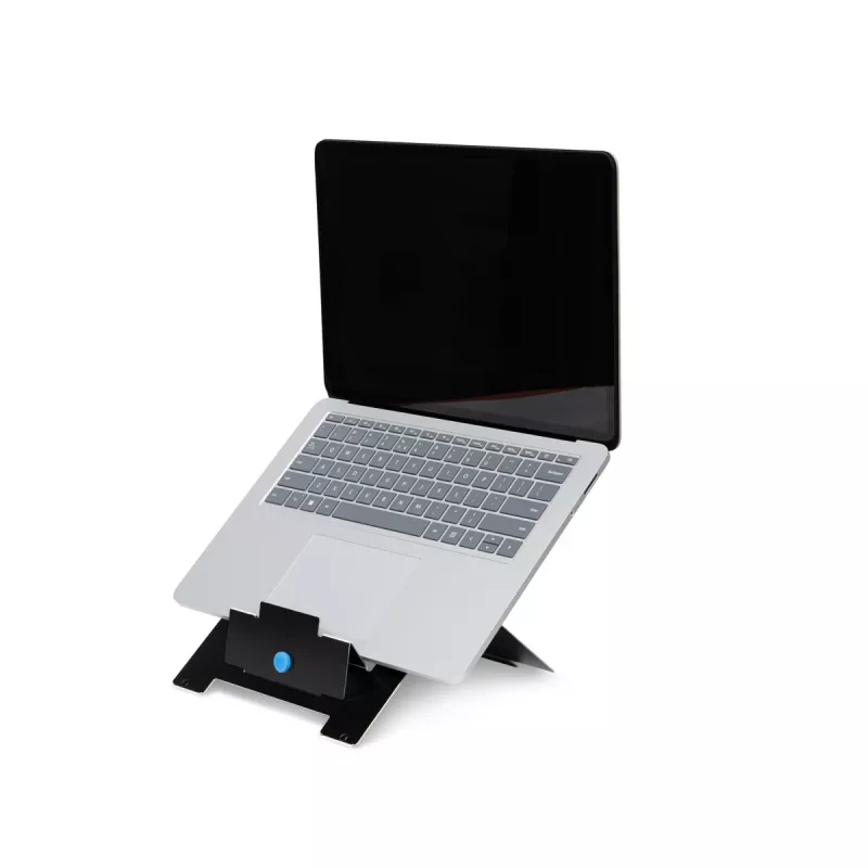 R-Go Tools klēpjdatora statīvs R-Go Riser Flexible, regulējams saliekams klēpjdatora pacēlājs, ergonomisks, Hylite alumīnija, melns