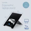 R-Go Tools klēpjdatora statīvs R-Go Riser Flexible, regulējams saliekams klēpjdatora pacēlājs, ergonomisks, Hylite alumīnija, melns