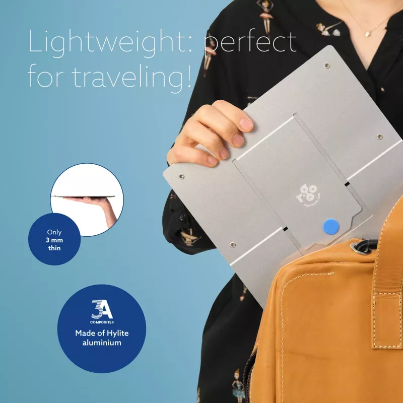 R-Go Tools Laptop statīvs R-Go Riser Flexible, regulējams salokāms klēpjdatora statīvs, ergonomisks, Hylite alumīnijs, sudrabs