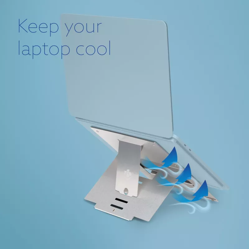 R-Go Tools Laptop statīvs R-Go Riser Flexible, regulējams salokāms klēpjdatora statīvs, ergonomisks, Hylite alumīnijs, sudrabs