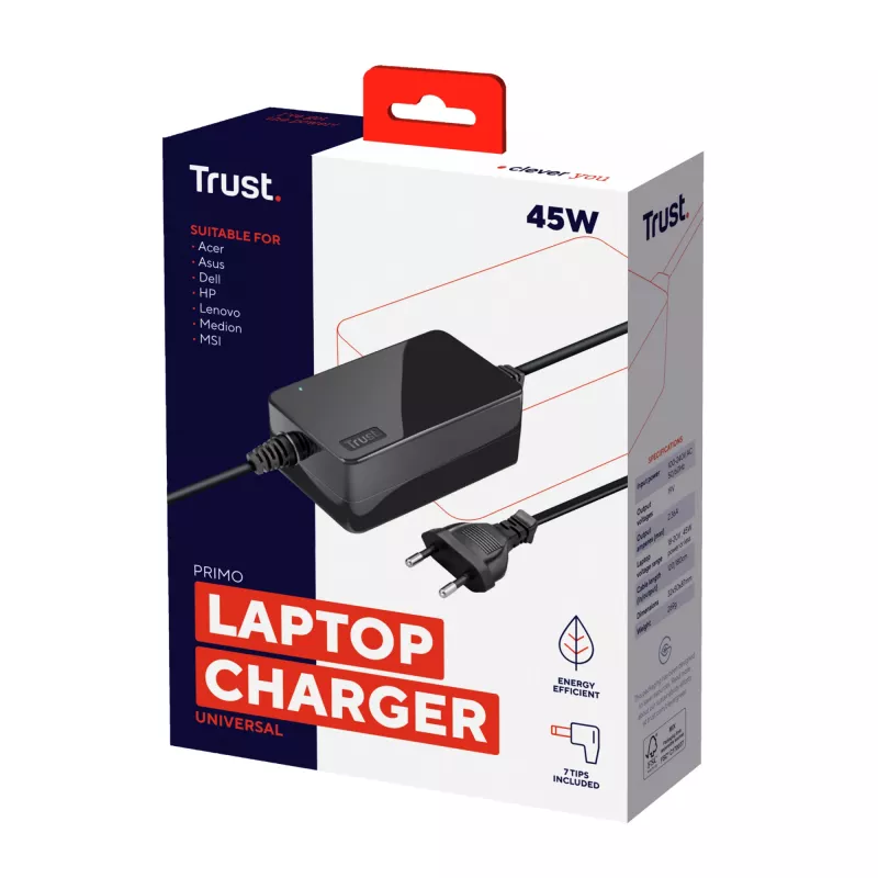 Trust Primo strāvas adapteris/invertors Iekštelpām 45 W Melns
