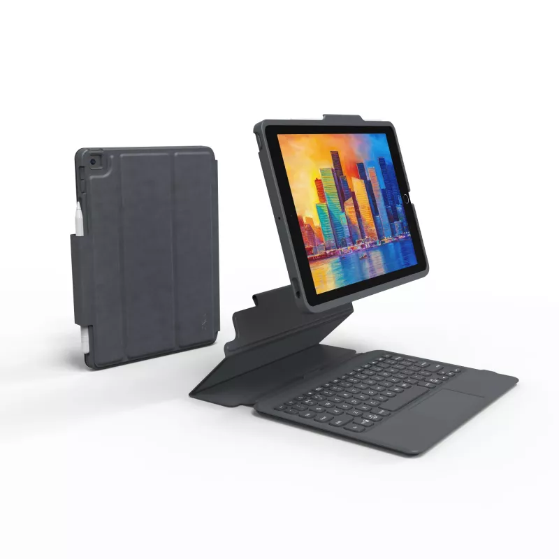 ZAGG tastatūra Pro Keys ar skārienpaliktni-Apple-iPad 10.2-Melns/Pelēks-Vācu