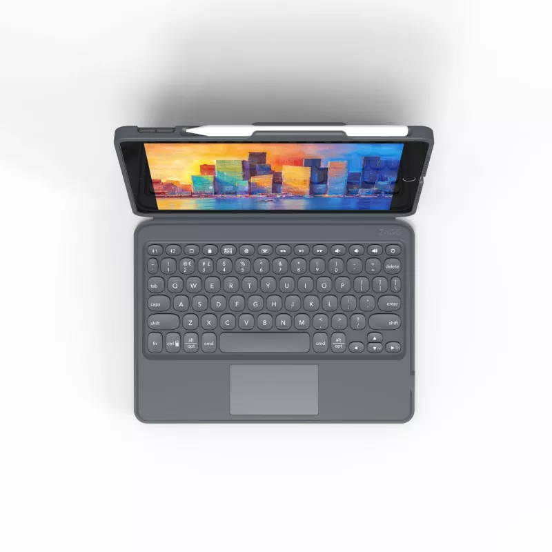 ZAGG tastatūra Pro Keys ar skārienpaliktni-Apple-iPad 10.2-Melns/Pelēks-Vācu