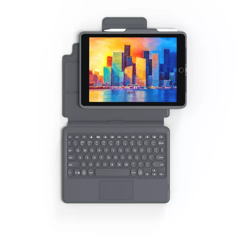 ZAGG tastatūra Pro Keys ar skārienpaliktni-Apple-iPad 10.2-Melns/Pelēks-Vācu