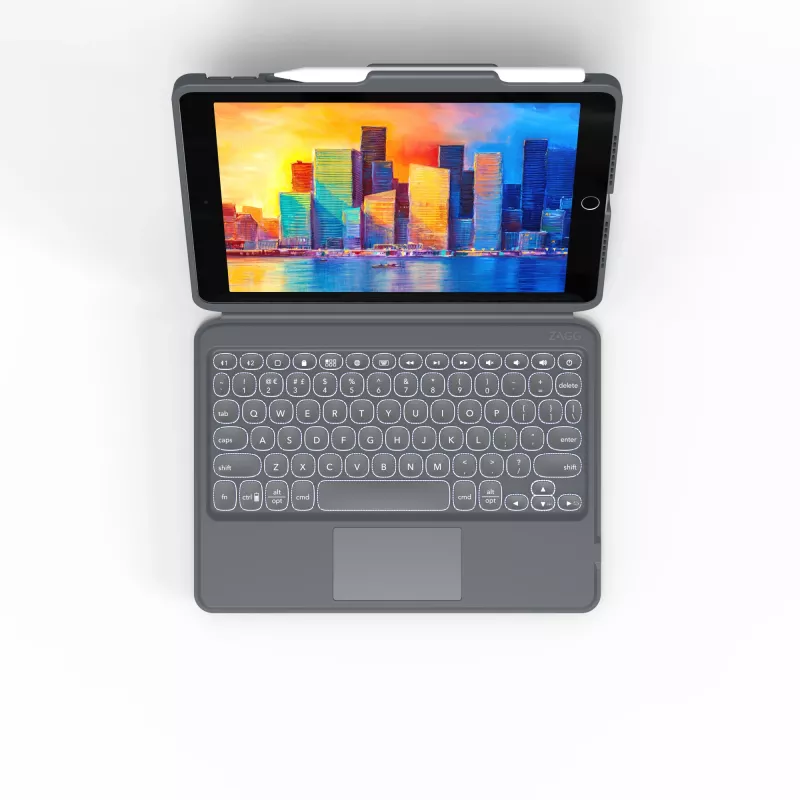 ZAGG tastatūra Pro Keys ar skārienpaliktni-Apple-iPad 10.2-Melns/Pelēks-Vācu