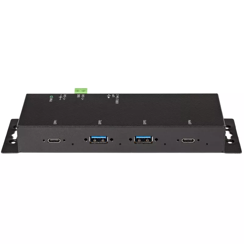 StarTech.com 4 portu USB C centrmezgls 10 Gbps - metāla industriālais USB-C centrmezgls - 2x USB-C un 2x USB-A - ESD aizsardzība pret pārspriegumu - USB-C vai USB-A resursdators - pašdarbināms montējams USB 3.2 Gen 2 Type-C centrmezgls