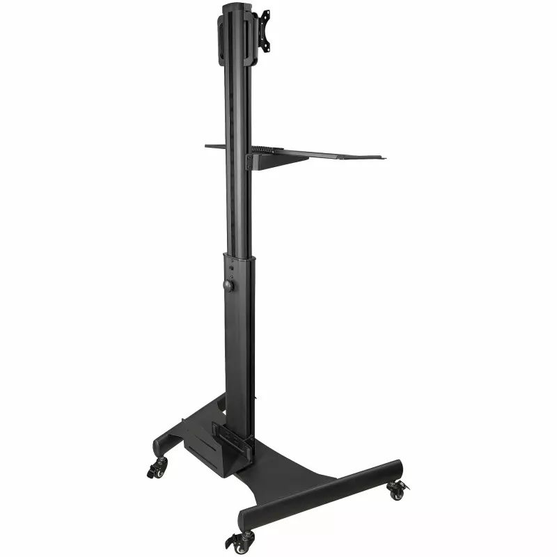 StarTech.com mobilo darbstaciju ratiņi ar monitora stiprinājumu, CPU/datora turētāju, tastatūras paliktni – ergonomiski augstumā regulējami galda datora ratiņi – ripojoša mobila stāvdarbstacija uz riteņiem