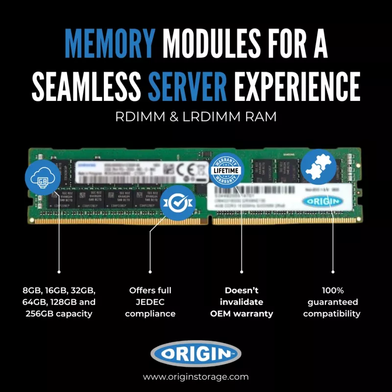 Origin Storage 32 GB DDR4 3200 MHz RDIMM 2Rx4 ECC 1,2 V, 32 GB, 1 x 32 GB, DDR4, 3200 MHz, 288 kontaktu DIMM