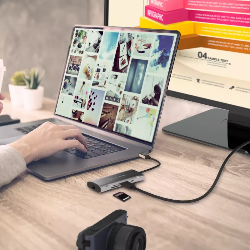 j5create JCD393 4K60 Elite USB-C® 10Gbps Mini Dock, Space pelēka