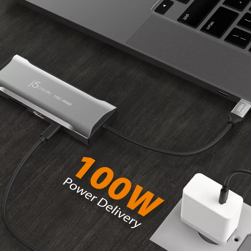 j5create JCD393 4K60 Elite USB-C® 10Gbps Mini Dock, Space pelēka