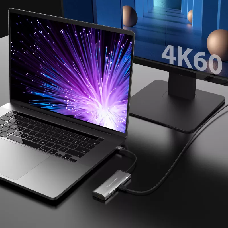 j5create JCD393 4K60 Elite USB-C® 10Gbps Mini Dock, Space pelēka