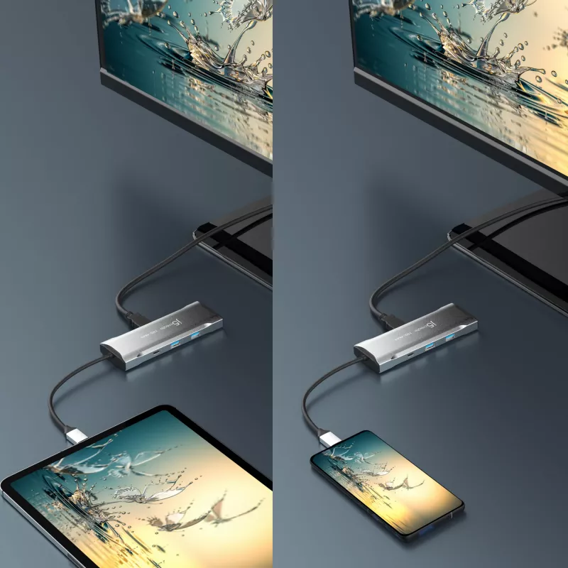 j5create JCD393 4K60 Elite USB-C® 10Gbps Mini Dock, Space pelēka