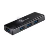 USB centrmezgls j5create JUH340 4 portu USB 3.0 melns alumīnijs