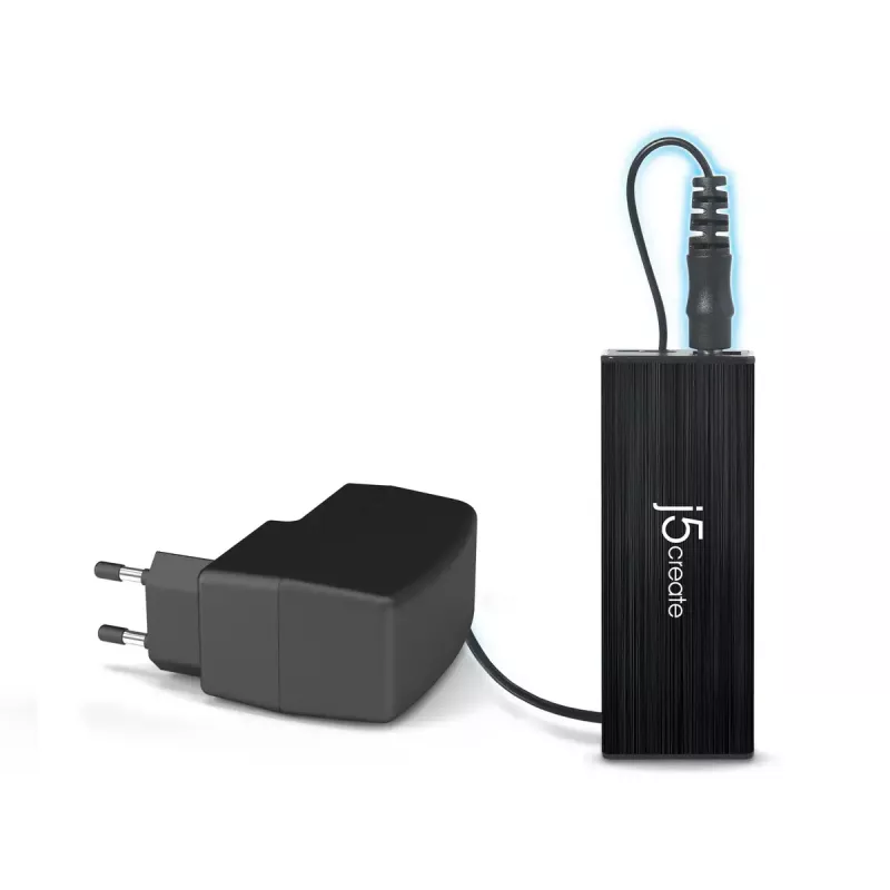 USB centrmezgls j5create JUH340 4 portu USB 3.0 melns alumīnijs