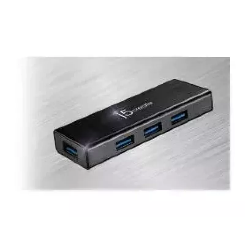 USB centrmezgls j5create JUH340 4 portu USB 3.0 melns alumīnijs