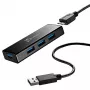 USB centrmezgls j5create JUH340 4 portu USB 3.0 melns alumīnijs