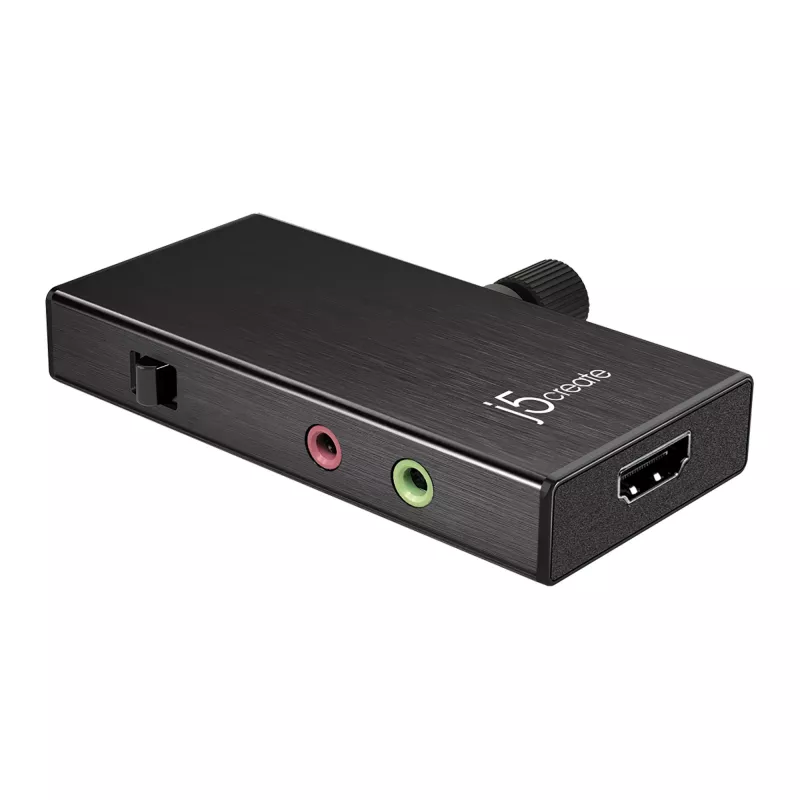 j5create JVA02 Tiešraides uztveršanas adapteris HDMI™ uz USB-C™ ar strāvas padevi, melns