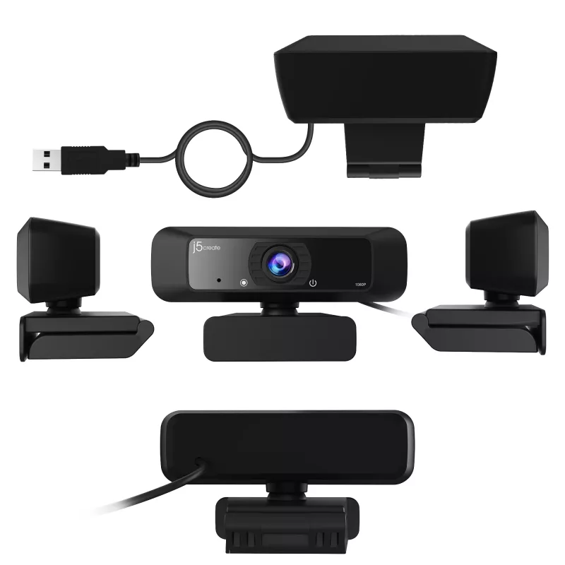 j5create JVCU100 USB™ HD tīmekļa kamera ar 360° rotāciju, 1080p video uzņemšanas izšķirtspēja, melna