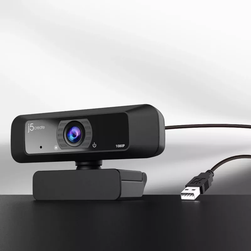 j5create JVCU100 USB™ HD tīmekļa kamera ar 360° rotāciju, 1080p video uzņemšanas izšķirtspēja, melna
