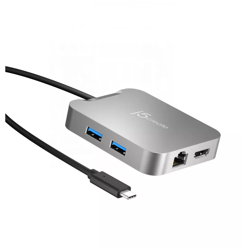 j5create JCD391 4K60 Elite USB-C® PD vairāku pieslēgvietu adapteris, sudraba krāsa