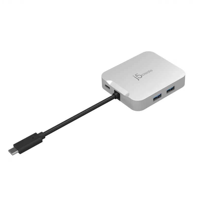 j5create JCD391 4K60 Elite USB-C® PD vairāku pieslēgvietu adapteris, sudraba krāsa