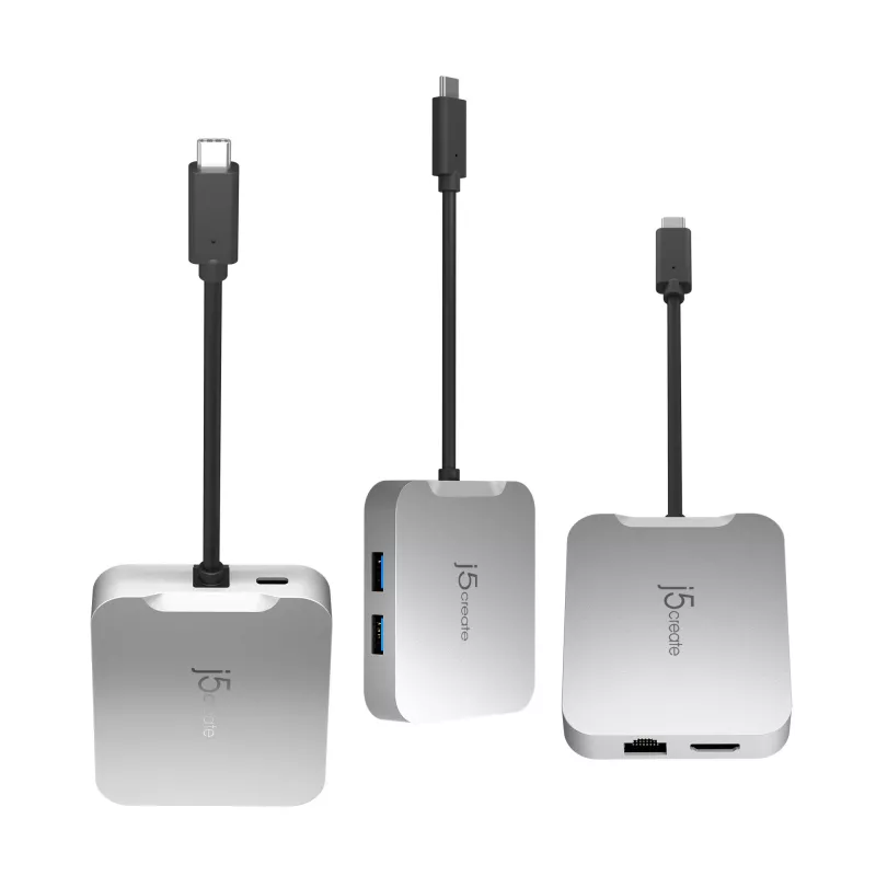 j5create JCD391 4K60 Elite USB-C® PD vairāku pieslēgvietu adapteris, sudraba krāsa