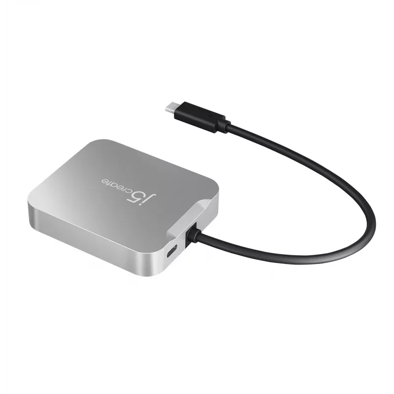 j5create JCD391 4K60 Elite USB-C® PD vairāku pieslēgvietu adapteris, sudraba krāsa